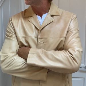 Leather dress coat jacket